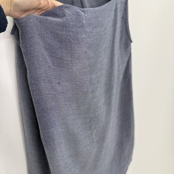 CAbi Drape Keyhole Back Chambray Shirt Sleeveless Top Hi Low Blouse M See Photo - Picture 11 of 13